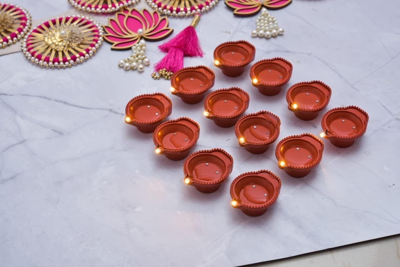 Diwali Light Water Sensor Diyas (Pack of 12 Diyas)