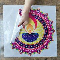 Diwali Rangoli Stickers Blue Diya